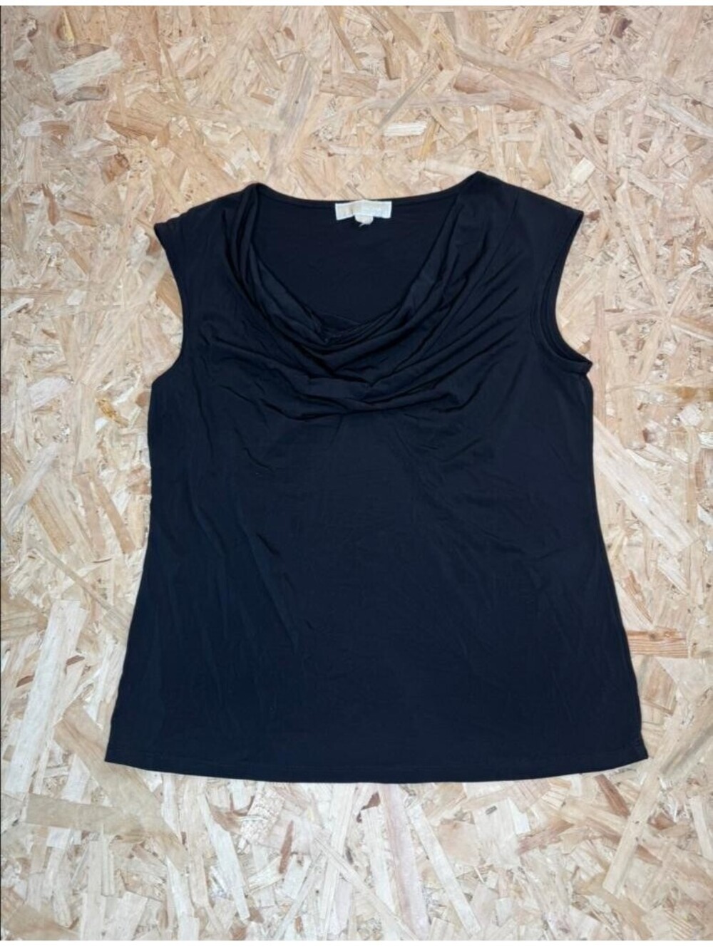 Michael Kors Womens Large Black Cowl Neck Sleeveless Blouse Top Stretch
